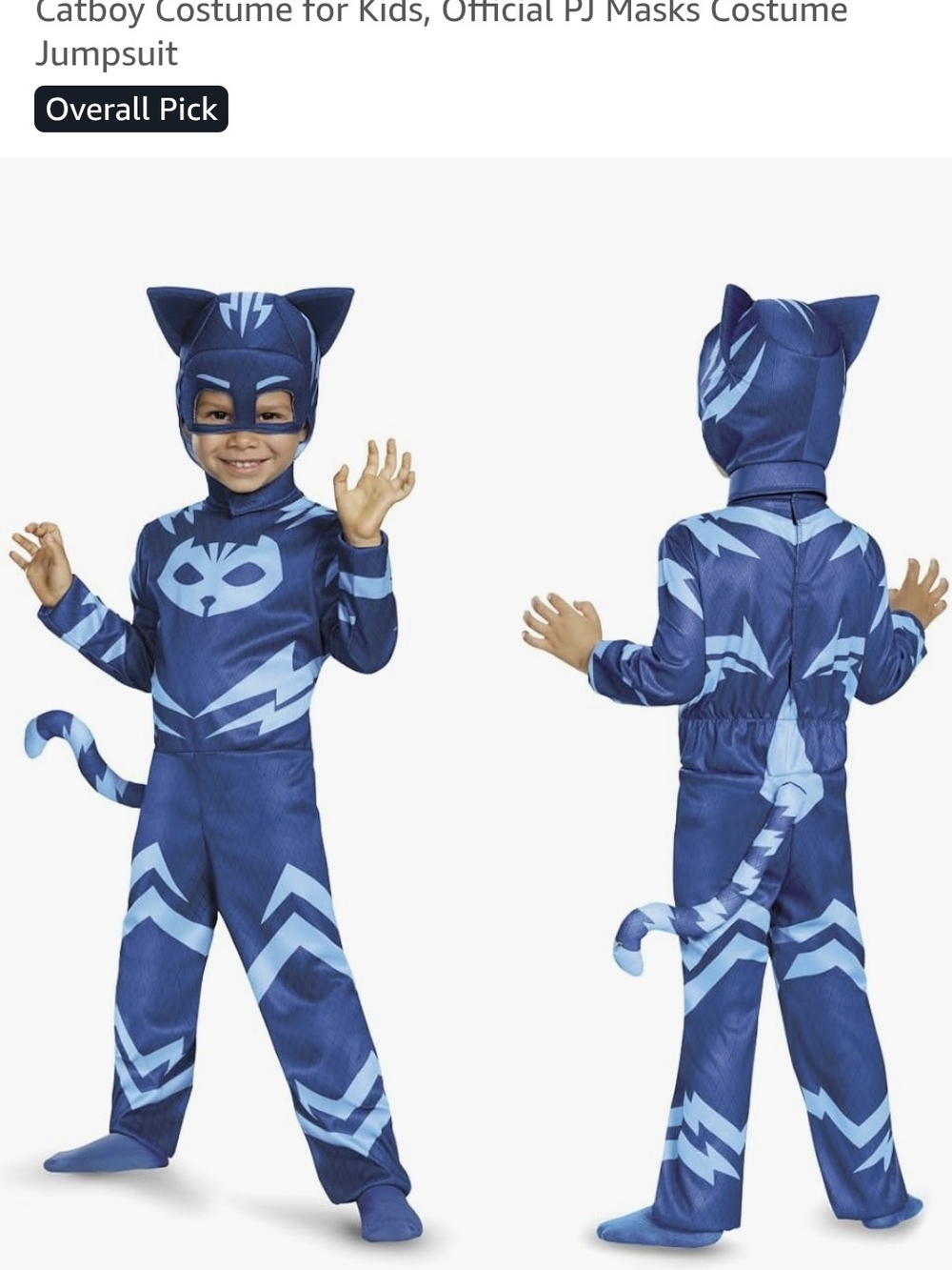 Official PJ Masks Catboy Kids Superhero Costume - Navy Blue